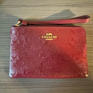 Coach red wristlet